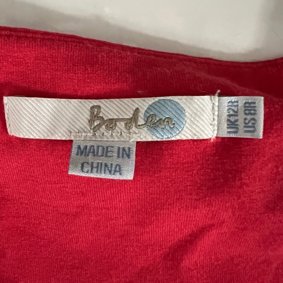 Boden Red Sleeveless Linen & Cotton V Neck‎ Dress  Size 8 - Picture 4 of 10
